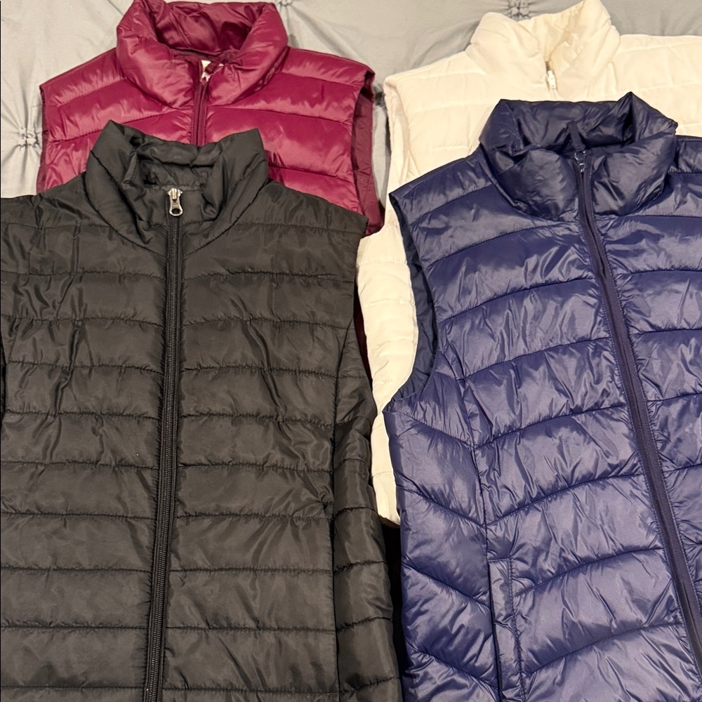 LOFT Women's Quilted Vests - Black, Blue, Cream, and Pink